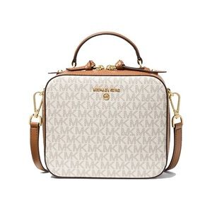 Michael Kors Jet Set Medium Logo Vanilla Coated Canvas/Leather Cross Body Bag